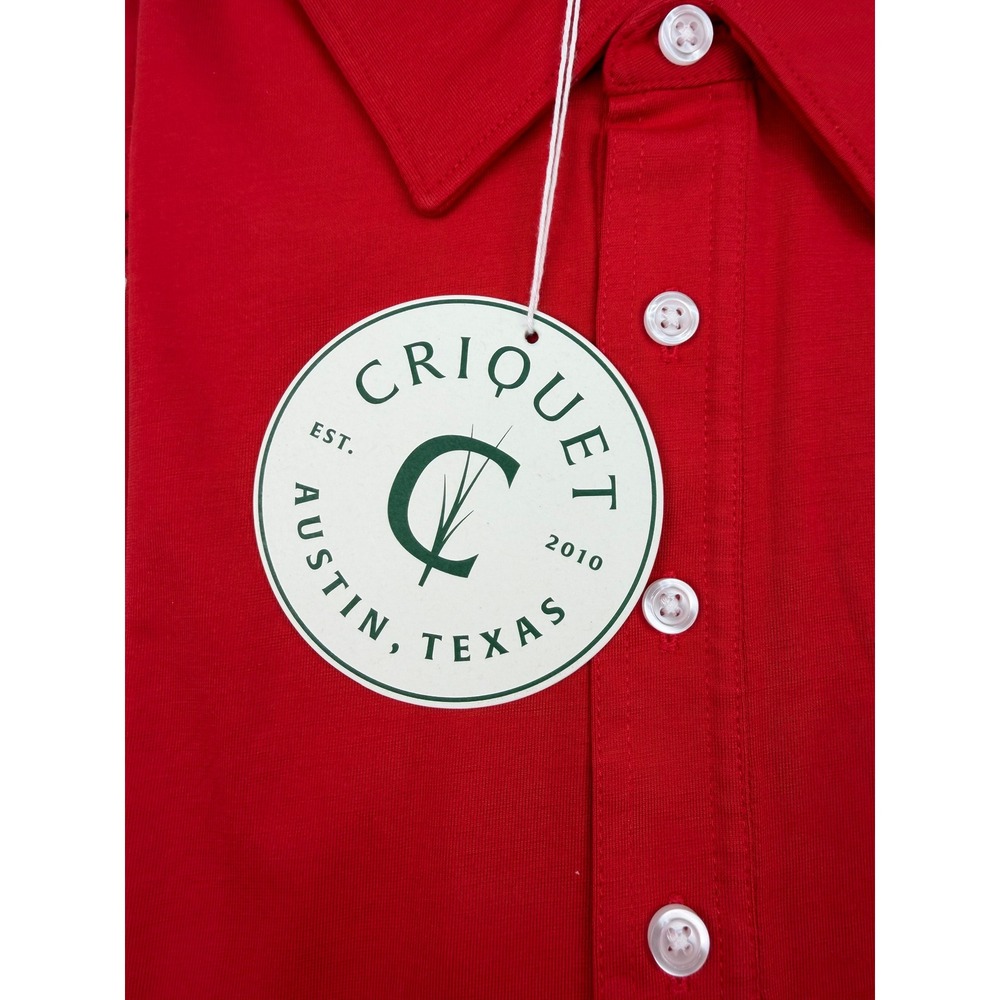 Criquet Mens Performance Polo Shirt Red Pima Cotton Blend L M-PCS73-BLK-RD-L - Picture 4 of 7